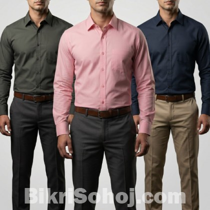 3 pcs Combop offer, Premium Formal Full Sleeve Solid Shirt